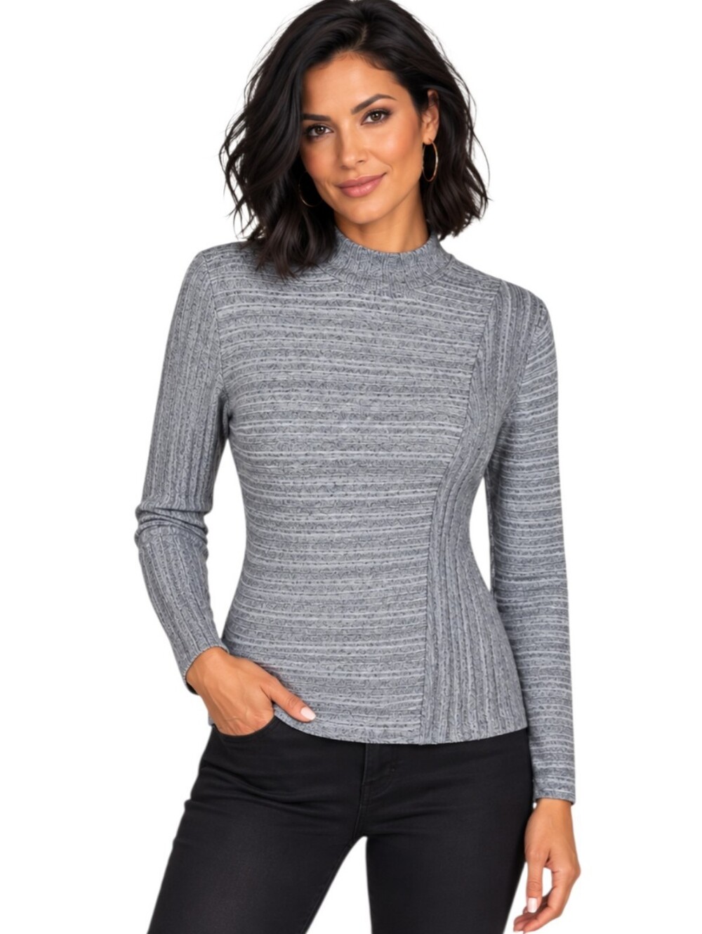 INC International Concepts Silver Metallic Asymmetrical Top Size XL